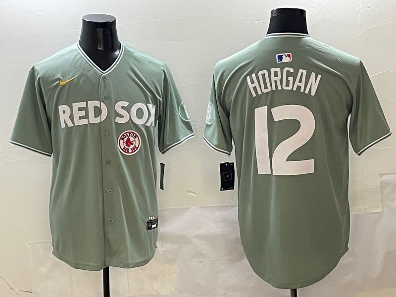 Men Boston Red Sox 12 Horgan Green Joint Name Nike 2025 MLB Jersey style 8